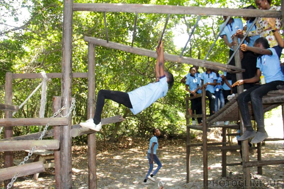 Student on an obstacle course during a school excursion